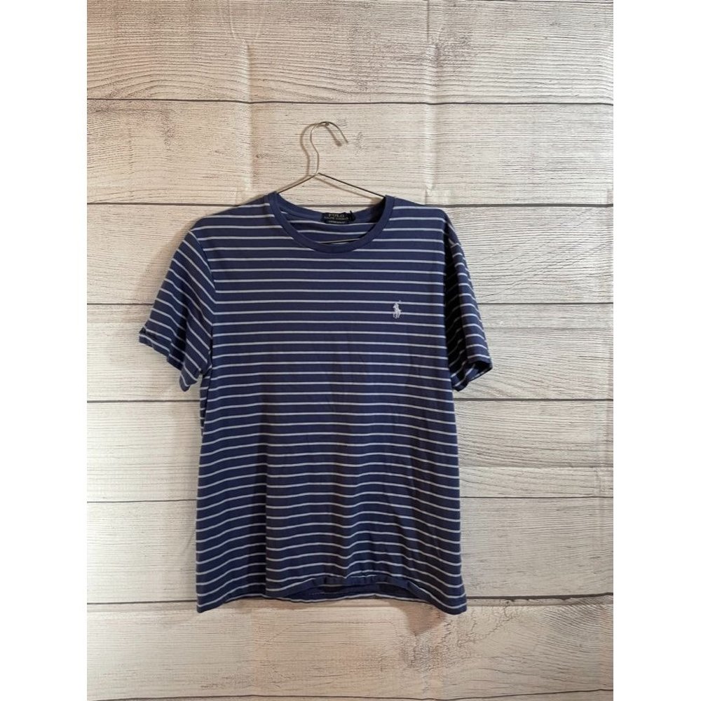 Polo Ralph Lauren - Men's Blue Stripe Logo T-Shirt - Size L - Picture 1 of 5